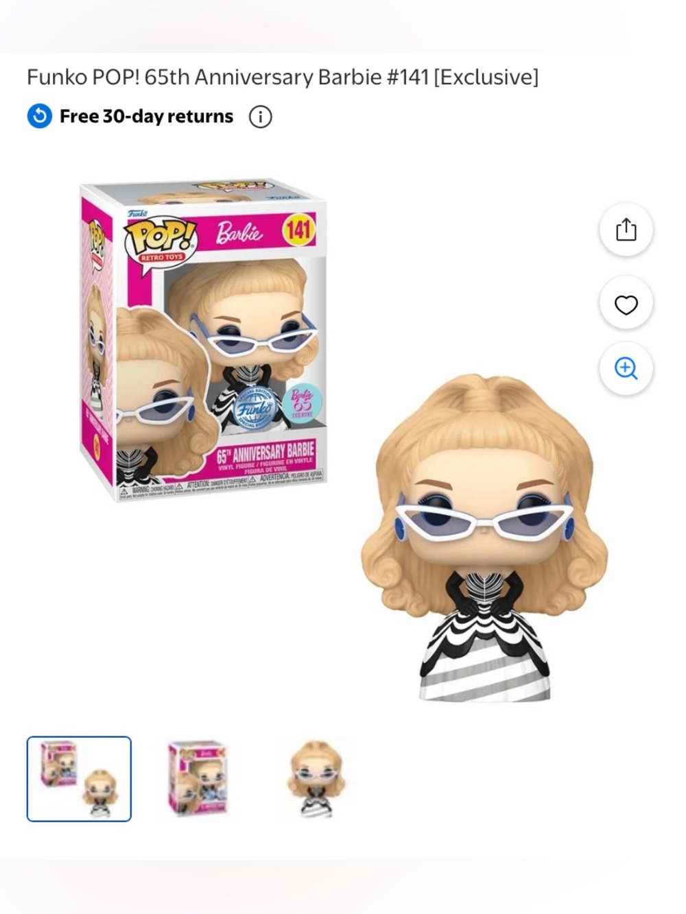 Funko Blonde Barbie with White & Blue Sunglasses Pop! Vinyl